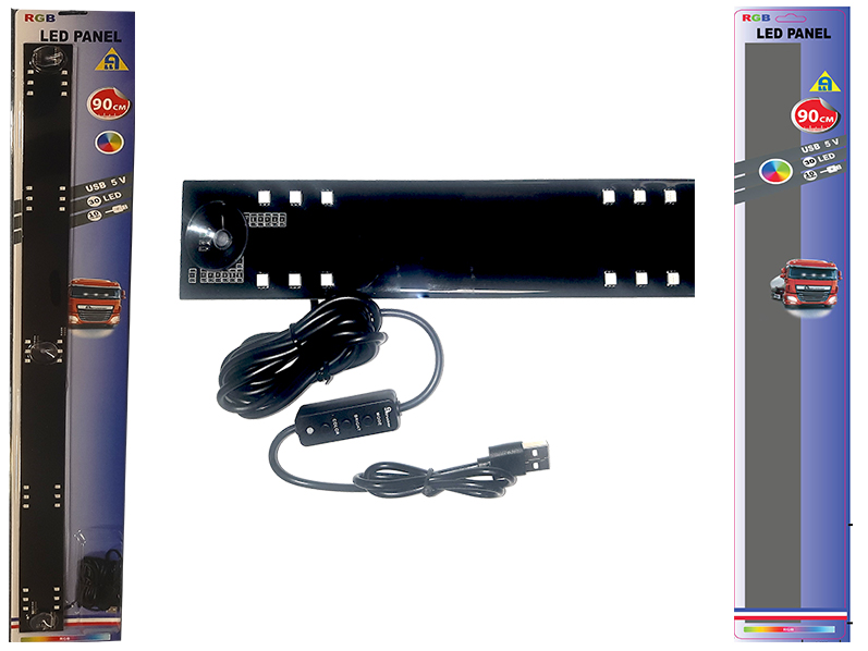 Světlo dekor 5x3 RGB LED dvě řady 90cm - 10 barev + přísavky