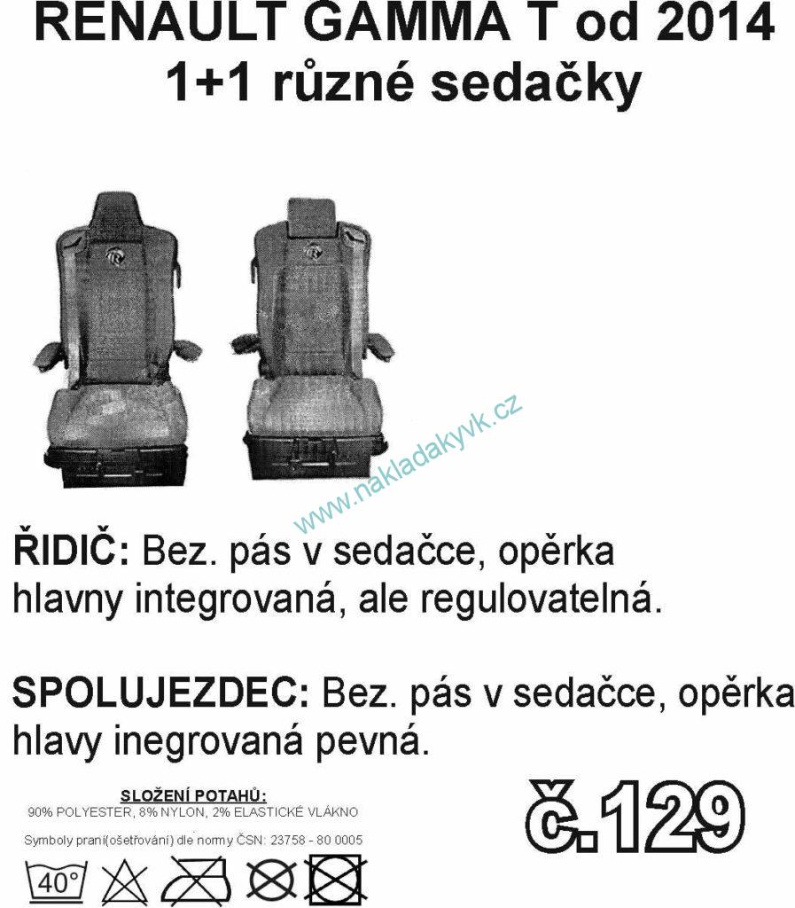 Potahy sedaček č.129 TRUCK RENAULT GamaT - manšestr