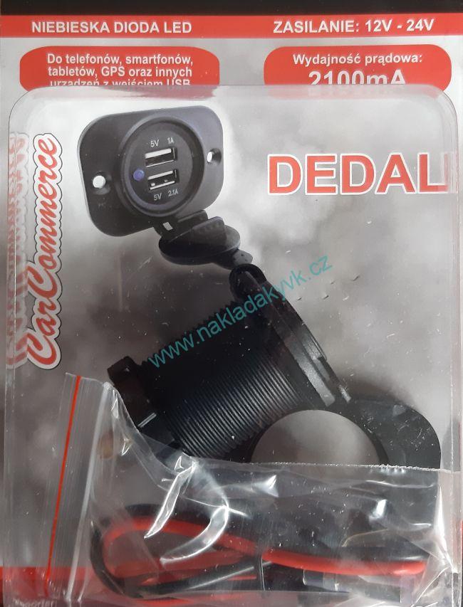 Zásuvka zapalovače 12/24V 2xUSB s krytem