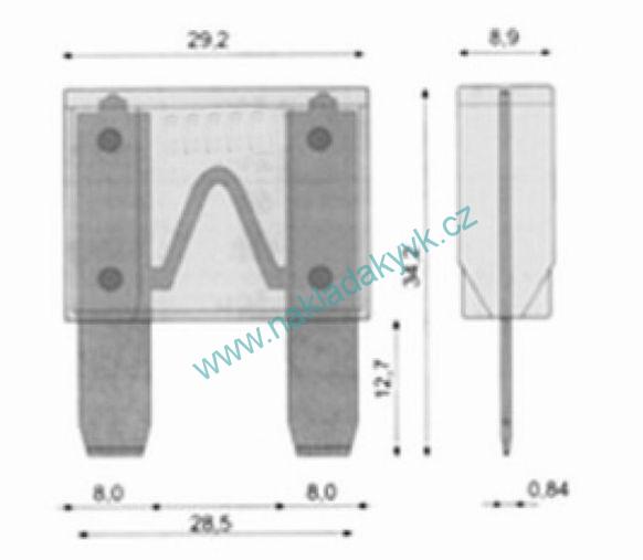 Pojistka plochá nožová MAXI 29x34mm