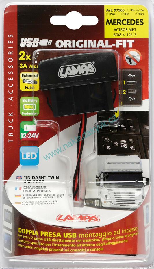 Zásuvka vestavná MERCEDES MP3 12/24V 2xUSB