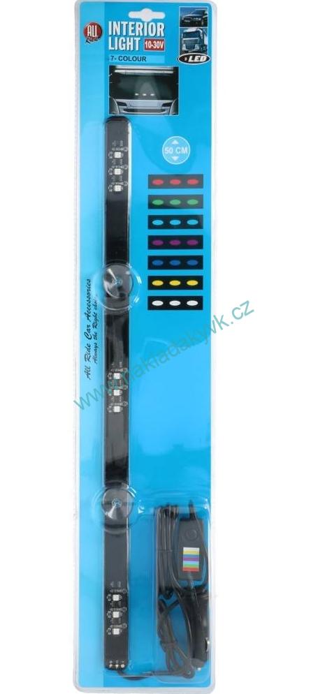 Světlo dekor 3x3LED jedna řada 12/24V 50cm - 7 barev + přísavky