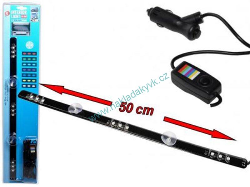 Světlo dekor 3x3LED jedna řada 12/24V 50cm - 7 barev + přísavky